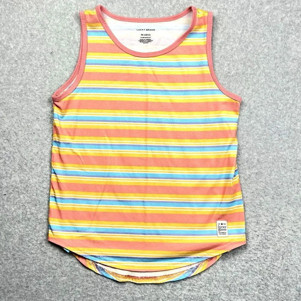 Lucky Brand Girls 10/12 Rainbow Stripe Tank Jogger 2 Piece Lounge Set